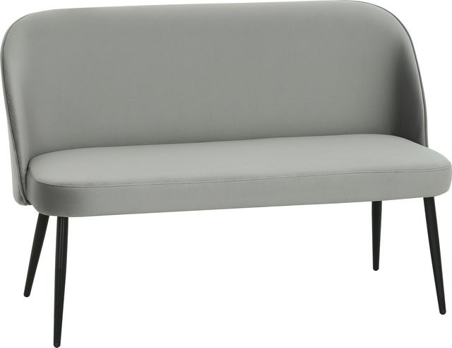 HOMCOM 2-Sitzer Polstersofa in Grau mit Samtoptik und geschwungener Rückenlehne, modernes Loungesofa für Wohnzimmer und Schlafzimmer, Breite: 127 cm - Bild 1