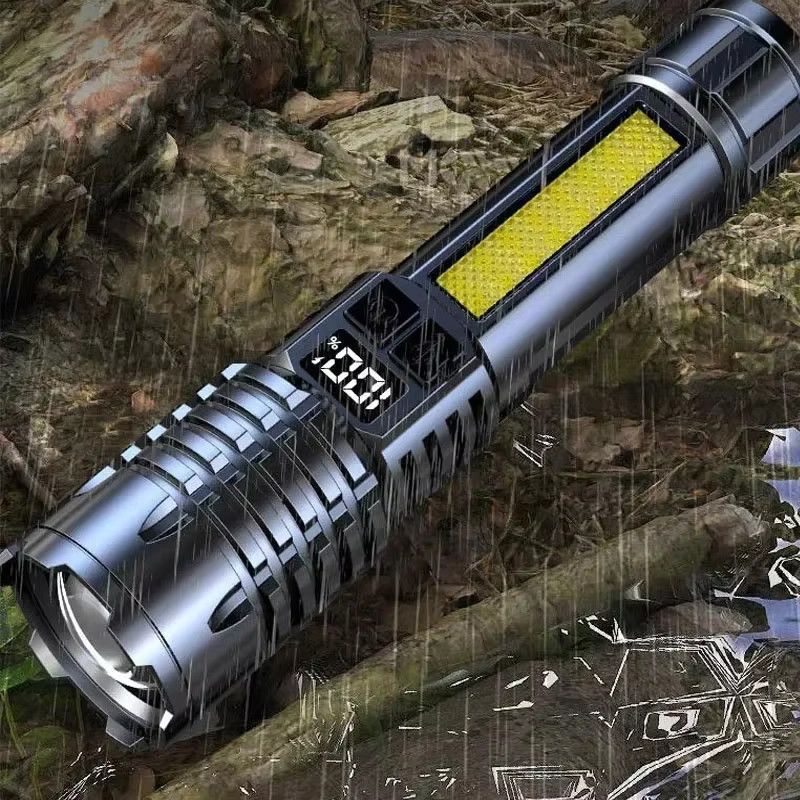 XIWANGFIRE LED-Taschenlampe Typ C mit Seitenlicht, wiederaufladbar und wasserdicht, zoombare Taschenlampe mit 7 Modi für Camping und Angeln - Bild 4