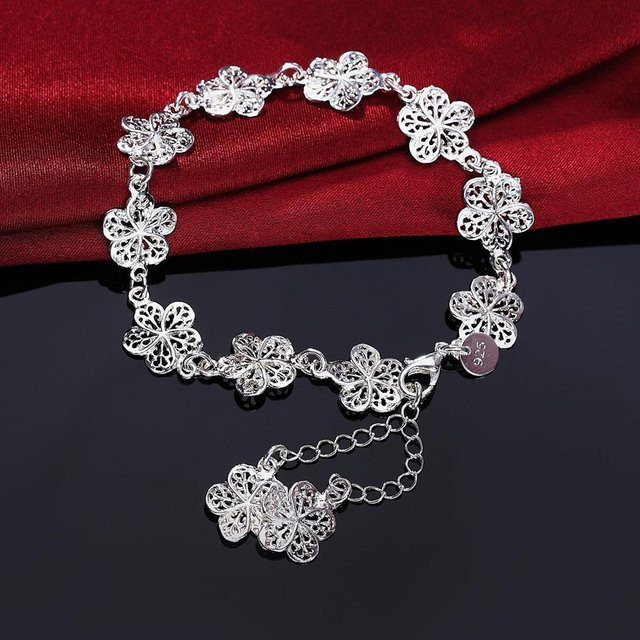 Wucifang Jewelry Armband, 925 Silber, Blumen, Damen, gray - Bild 1