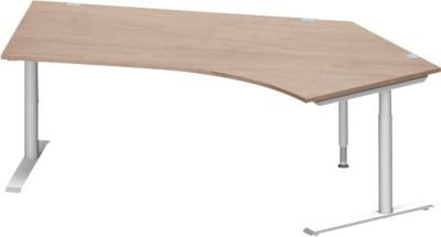 Schäfer Shop Genius Winkelschreibtisch MODENA FLEX 135 Grad mit C-Fuß-Rundrohr und Ansatz rechts, Eiche-Dekor, Breite: 216,5 cm - Bild 1