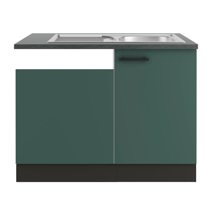 OPTIFIT Verona405 Küchen-Spülenschrank-Set in Steingrün mit modernem Design und melaminbeschichteten Türen - Bild 2