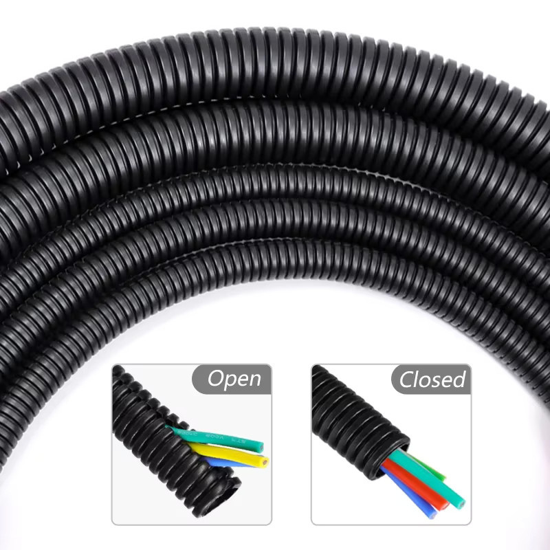 Schwarzer PP-isolierter Welldrahtschlauch aus Kunststoff, hitzebeständige Schutzhülle für Autokabel, Durchmesser: 7,5 mm - Bild 3