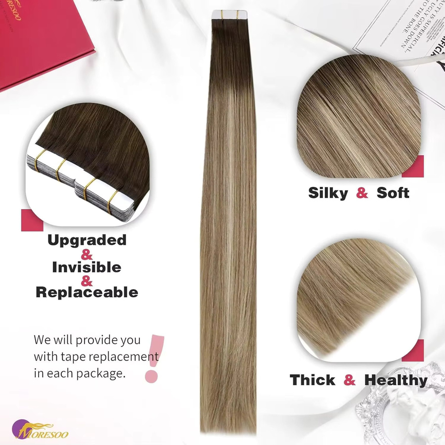 Moresoo Tape-in Haarverlängerung, 100% echtes Remy Human Hair - Bild 2