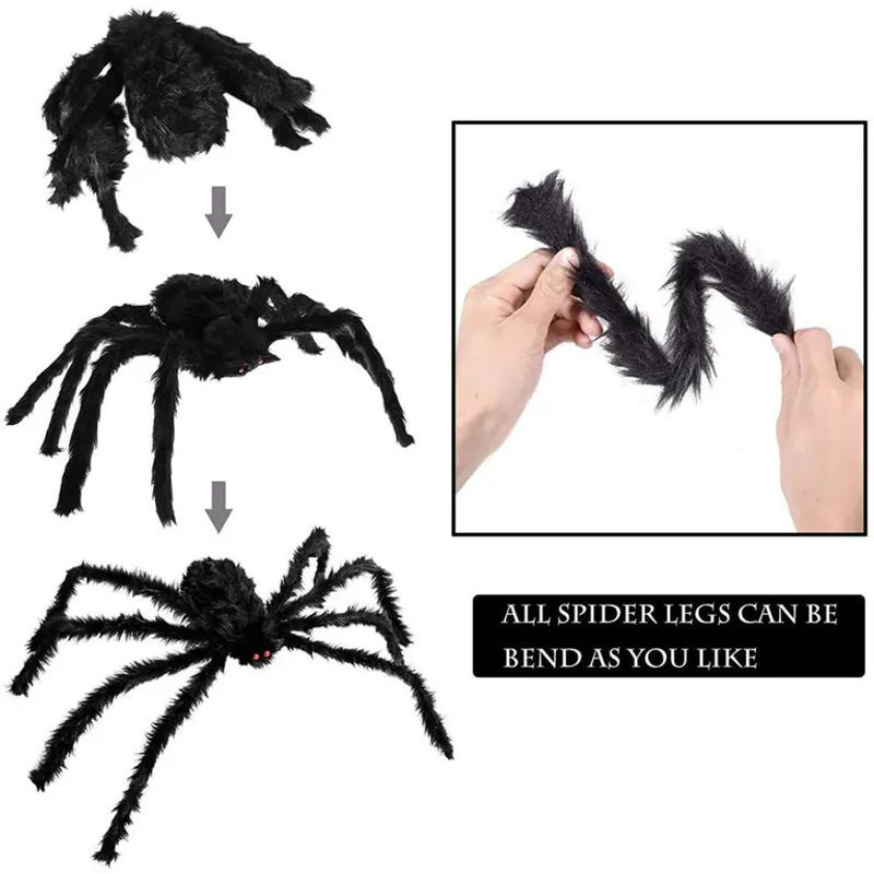 TOMTOP JMS Riesige Halloween Spinne Dekoration in Schwarz, 200 cm verstellbare hängende Simulations-Spinne - Bild 2