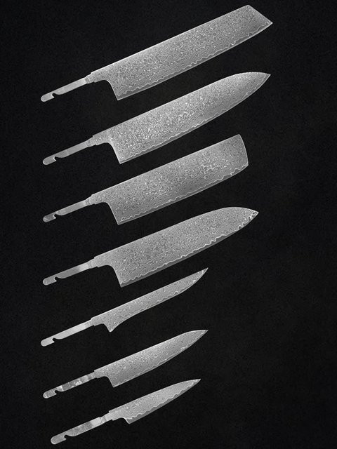 Baovim Damaststahl Rohmesser Set in Silber für DIY Messerherstellung ohne Griff - Bild 1