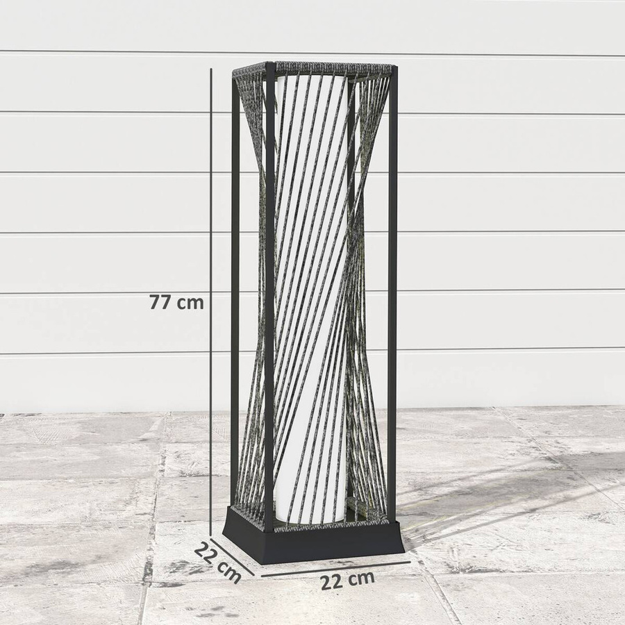 Outsunny Solar Stehlampe im Boho-Stil aus grauem Rattan und Stahl mit 25 LEDs und Lichtsensor, IP44 wasserdicht, B/T/H: 22 x 22 x 77 cm - Bild 4