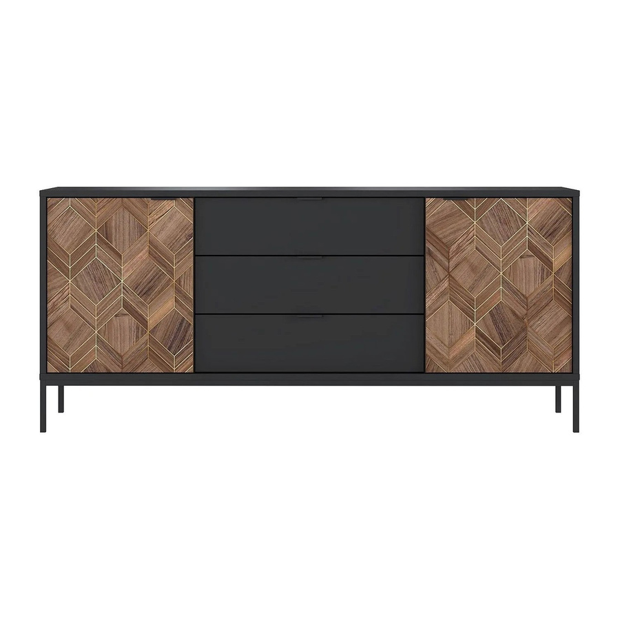 Vente-unique Sideboard Mialine in Schwarz und Naturfarben Dunkel mit einer Breite von 185 cm - Bild 2