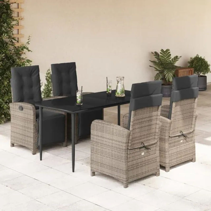 5-tlg. Gartenmöbel-Set aus Polyrattan mit Kissen in Grau von vidaxl - Bild 1