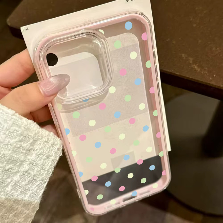 Stoßfeste 2-in-1 Handyhülle für Samsung Galaxy S26 Ultra S25 A56 A36 A26 A16 A57 A37 A17 A07, transparent mit buntem Punktmuster - Bild 2