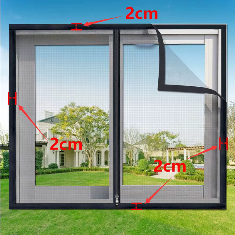 MOJY Fenster-Moskitonetz mit Reißverschluss aus Fiberglas in Schwarz oder Weiß für maßgefertigte Größen gegen Mücken und Fliegen - Bild 3