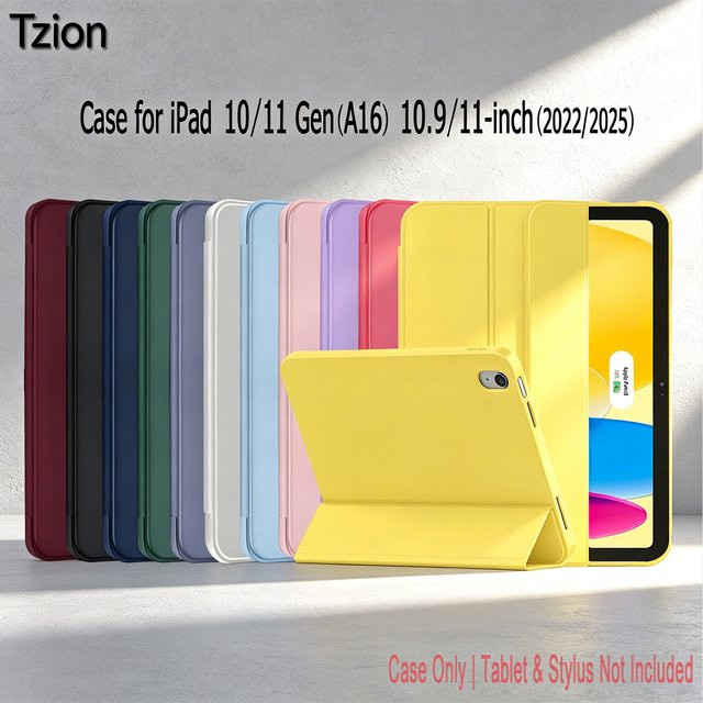 Tzion Smart-Hülle für iPad 10. Generation 2022 (10,9 Zoll) und iPad 11. Generation 2025 (11 Zoll), dreifach faltbar mit weicher TPU-Rückseite und automatischer Aufwach-/Schlaffunktion, Blau - Bild 1