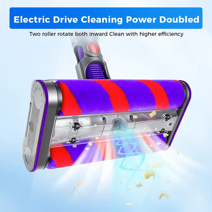 Dyson Doppel-Soft-Roller-Bürstenkopf mit LED-Licht für V7 V8 V10 V11 V15 Staubsauger – frei drehbare Bodenbürste - Bild 3