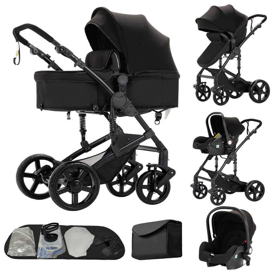 Magic ZC 3-in-1 Luxus-Reisesystem Kinderwagen in Schwarz mit Autositz, umkehrbarem Babykorb und faltbarer Funktion - Bild 5