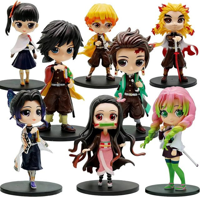 Bandai Demon Slayer Anime Slayer Charakter Chibi Figuren, 8-teiliges Set, PVC-Actionfiguren - Bild 1