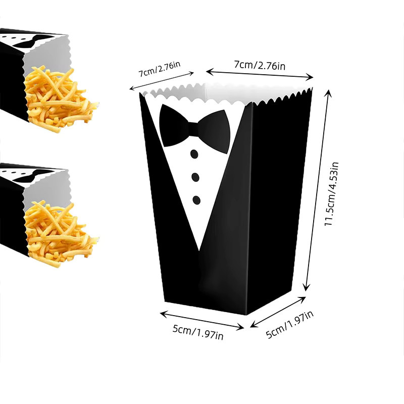 WEHRPARTY Papier Süßigkeiten Kartons und Popcorn Boxen in Schwarz für Hochzeit und Party - Bild 2
