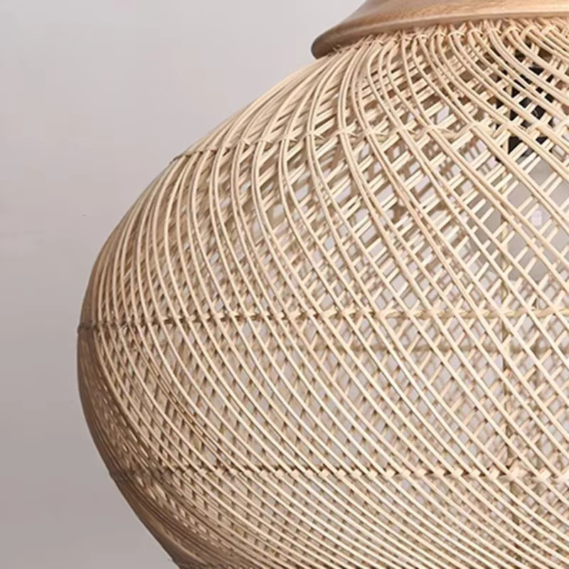 JOYINLED Rattan-Pendelleuchte in Beige im Boho-Stil für Wohnzimmer und Küche - Bild 1