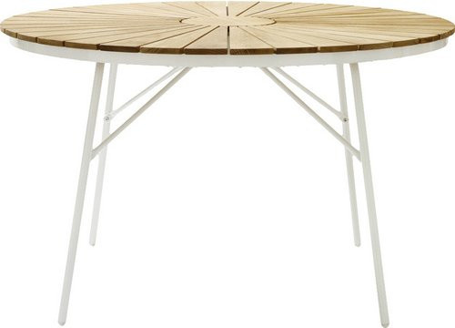 Cinas Gartentisch Ellen aus Teakholz und Aluminium in Weiss, Durchmesser: 110 cm, Höhe: 74 cm - Bild 1