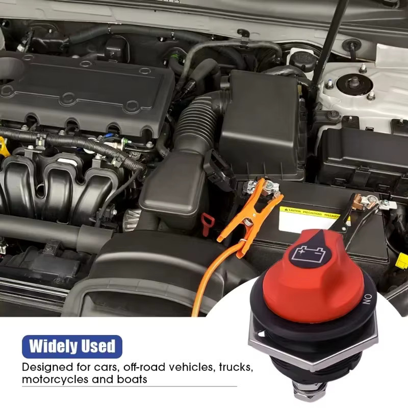 Auto-DC-Batterieschalter mit schwarzer Abdeckung für Auto, Motorrad und Schiffe, Stromschutz-Zubehör in Schwarz und Rot, 50/100/200/300 A - Bild 2