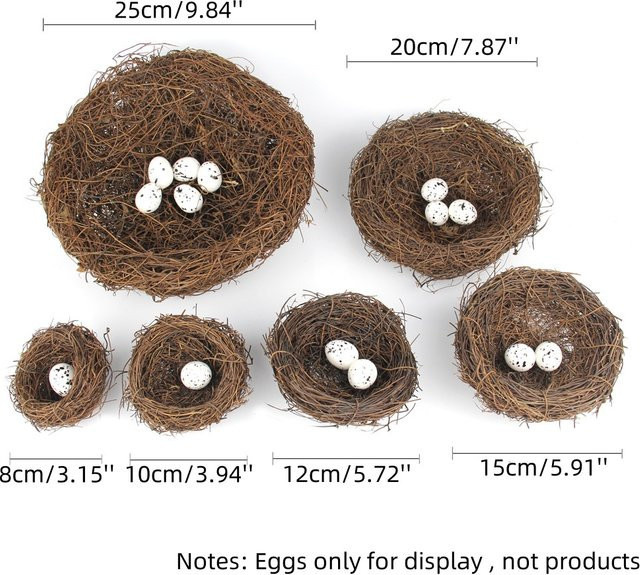 ZQCXLD Künstliches Rattan Vogelnest in Braun für Ostern und DIY-Dekorationen - Bild 1