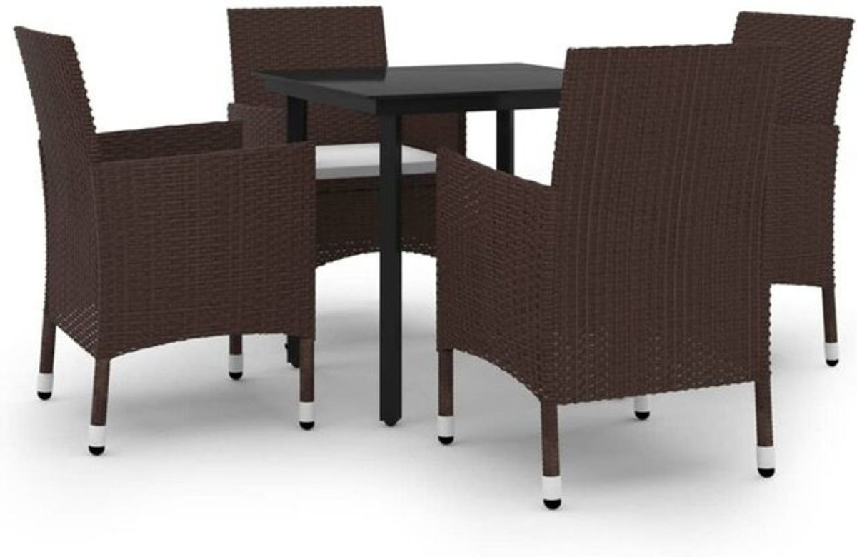 Vidaxl Gartenmöbel-Set aus Polyrattan und Glas in Braun mit 5 Teilen und Polstern - Bild 1