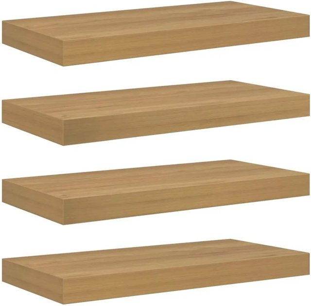 vidaXL Wandregal Set aus Holzwerkstoff, 4 Stück, Braun, B: 50 cm, T: 23 cm, H: 4 cm - Bild 1