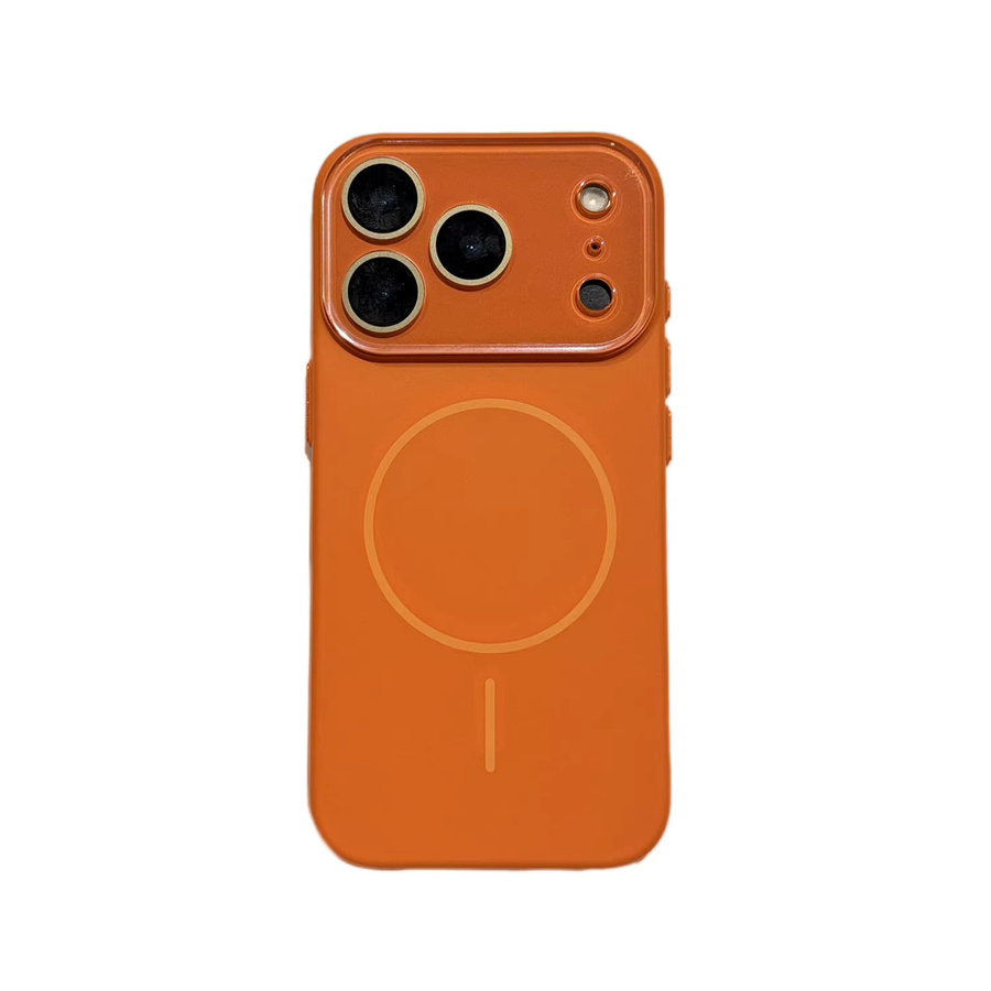 EOENKK Magnetische matte Handyhülle mit MagSafe für iPhone 11 bis iPhone 17 Pro Max Plus Air, stoßfest, Schwarz und Orange - Bild 4
