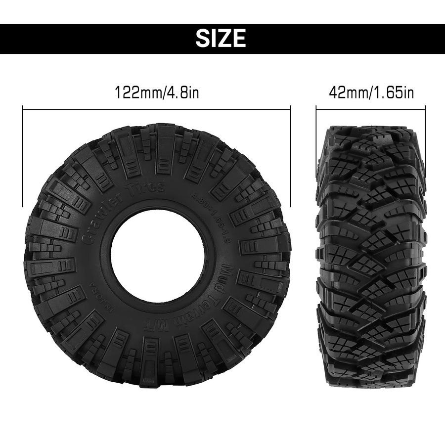 INJORA S5 Kraken Claw 1,9" 4,75" OD M/T Reifen, 4-teiliges Set - Bild 2