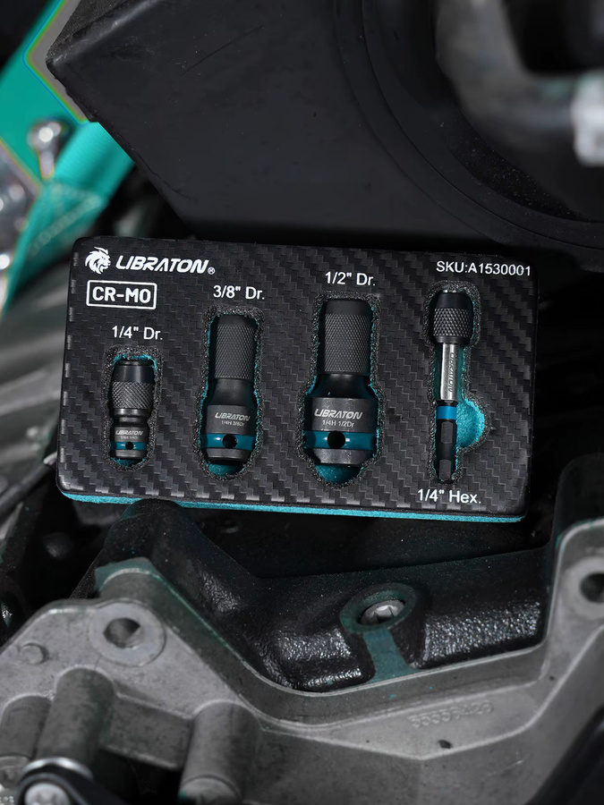 LIBRATON 4-teiliges Schlagschrauber-Adapter-Set in Schwarz mit 1/4 Zoll, 3/8 Zoll und 1/2 Zoll Universal-Schnellwechsel-Bit-Halter - Bild 5