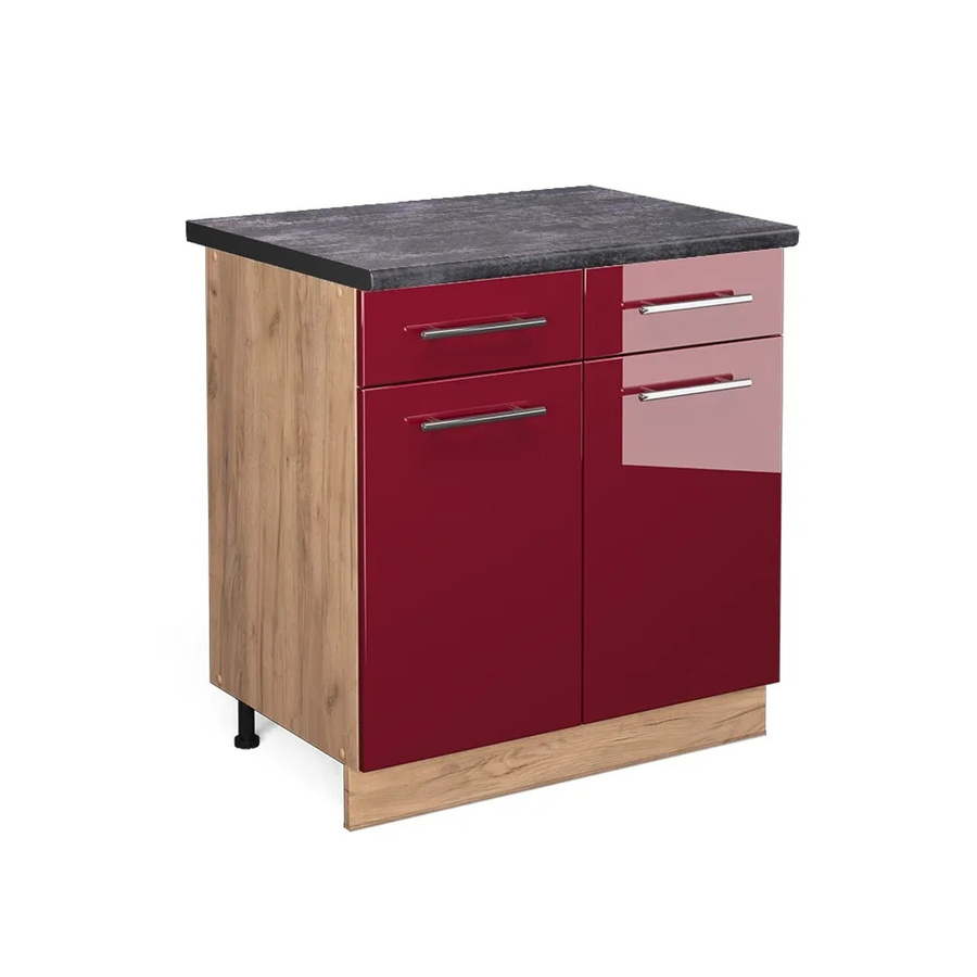 Vicco Küchenunterschrank Fame-Line Bordeaux Hochglanz in Anthrazit und Goldkraft Eiche, B: 80 cm, H: 82 cm, T: 60 cm - Bild 2