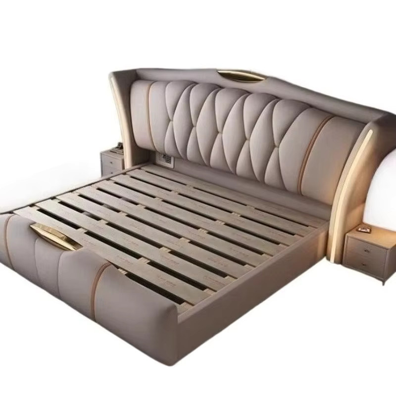 OMGD Polsterbett aus Kunstleder in Beige mit minimalistischem Design, B/T: 150 x 200 cm - Bild 3