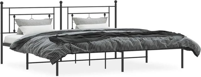 vidaXL Bettgestell aus Metall mit Kopfteil in Schwarz, B/T/H: 200 x 200 x 206 cm - Bild 1
