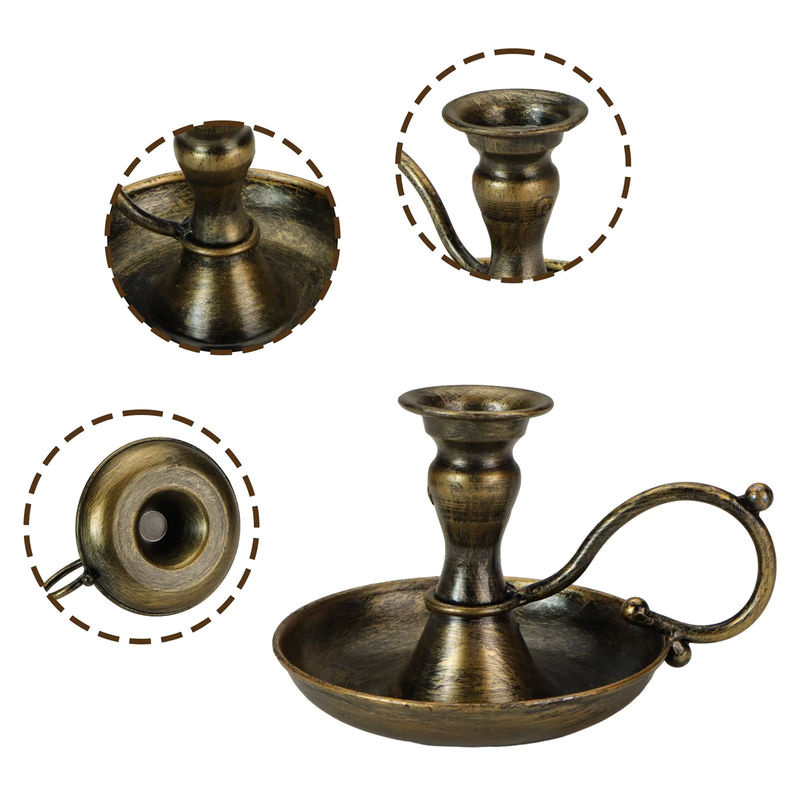 Homyl Retro Kerzenhalter aus Metall im Vintage-Stil für Tafelkerzen, Silber und Mehrfarbig - Bild 2