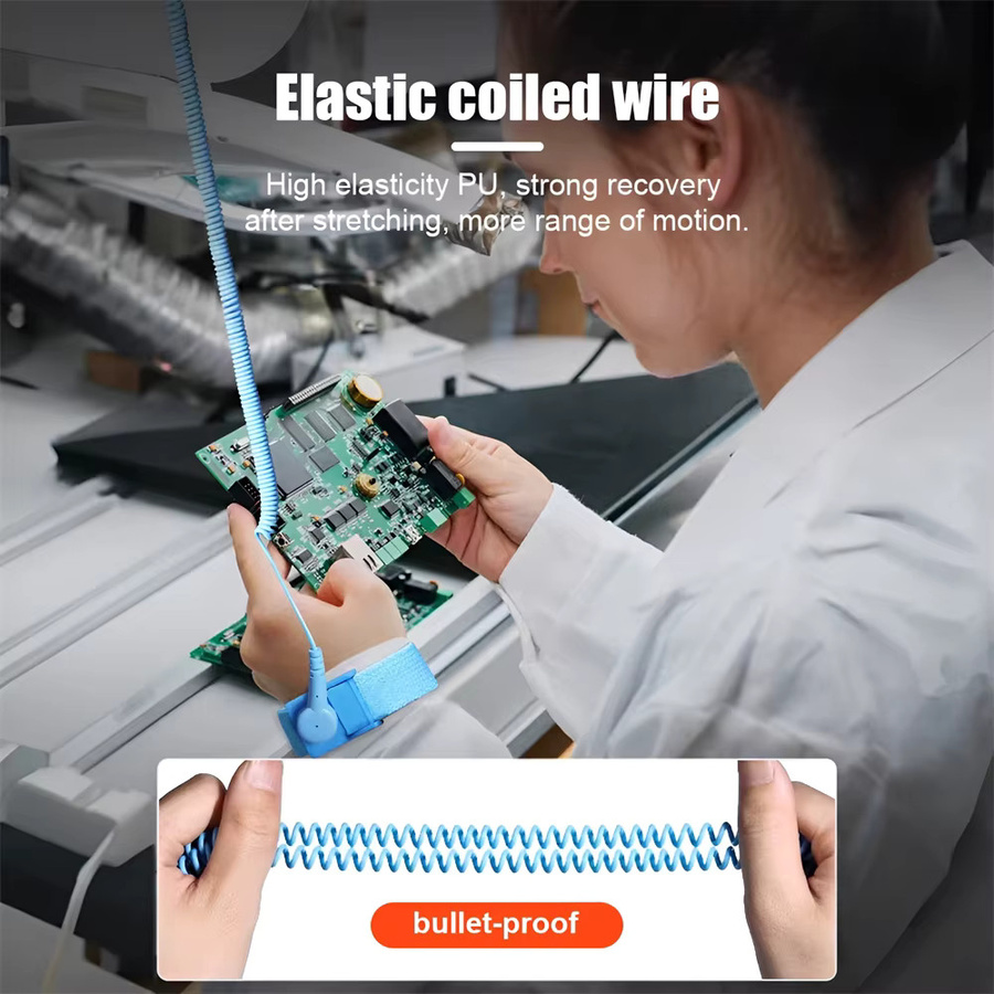 Verstellbares ESD-Antistatik-Armband von YIAEEY in Blau mit Ersatzarmband zur elektrostatischen Entladung - Bild 3