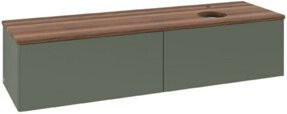V&B Waschtischunterschrank Antao ohne Frontstruktur, Wandhängend, Farbe: Grau-Grün lackiert, B: 160 cm, T: 50 cm - Bild 1