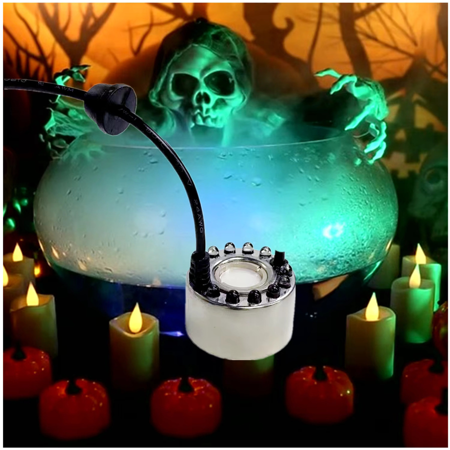 Donirt 12-Lichter-Nebelmaschine mit 16mm Mini-LED-Kürbislicht für Wasserbrunnen und Teiche als Ultraschall-Zerstäuber für Halloween und Weihnachten - Bild 2