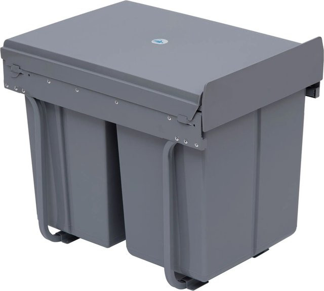 HOMCOM Einbaumülleimer aus Kunststoff und Metall in Grau, Volumen: 48 l, B: 34,2 cm, H: 41,8 cm - Bild 1