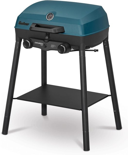 Enders Camping-Gasgrill Explorer II Pro Tabletop in Blau aus Edelstahl und Aluminium mit Thermometer und Piezo-Zündung - Bild 1