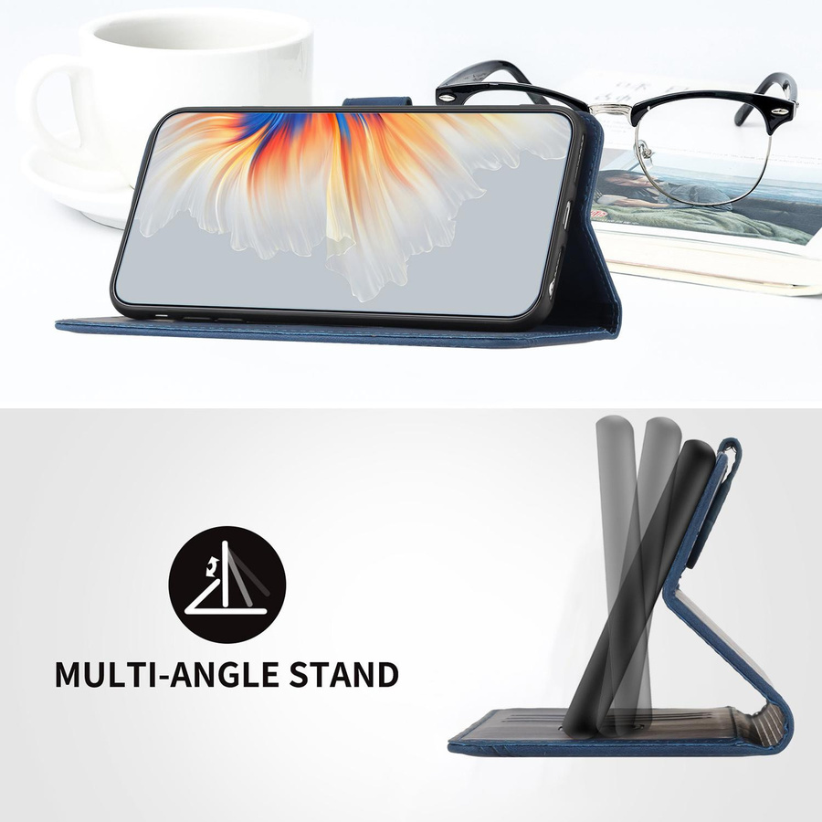 Magnetische Leder-Klapphülle für Xiaomi Poco M8 Pro 5G und M7 Pro 5G in Blau mit Kartenfächern und Ständerfunktion - Bild 2