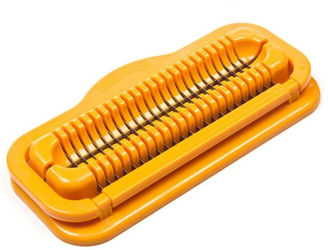 Multifunktionaler Bananenschneider und Gemüseschneider aus Edelstahl in Gelb und Orange - Bild 1
