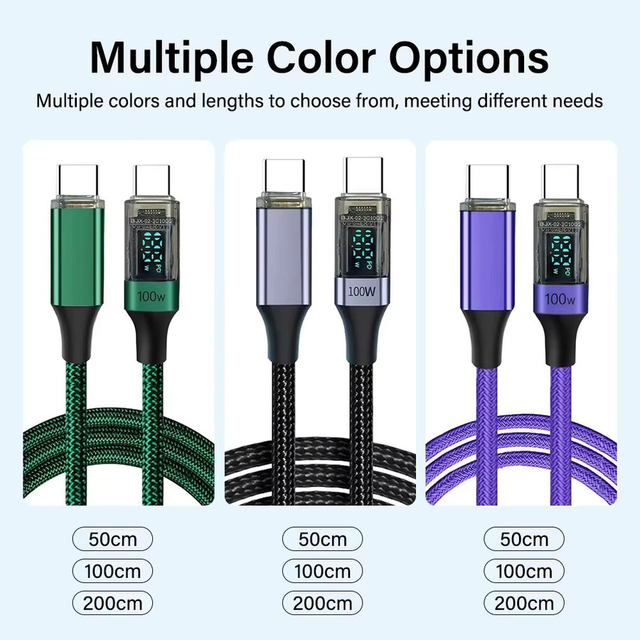 100 W USB-C auf USB-C Datenkabel mit Digitalanzeige und Schnellladefunktion in Lila - Bild 6