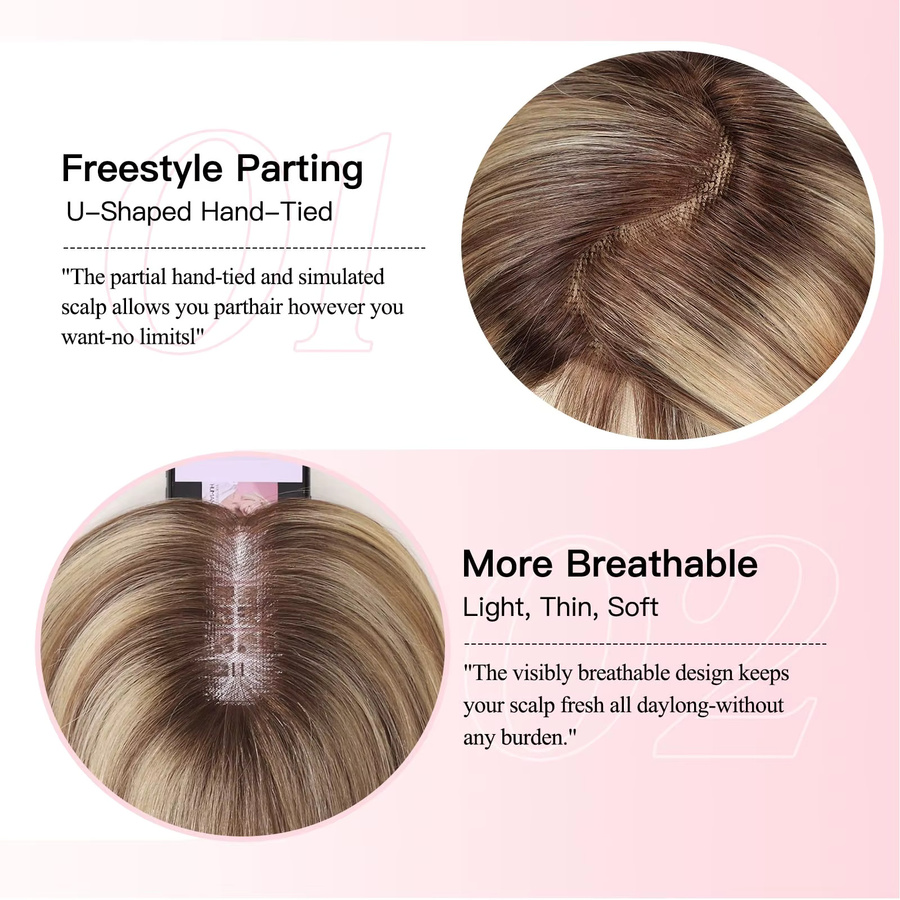 GEMMA Blond-Topper, braun gemischt, 100 % Remy-Echthaar, Damen - Bild 4