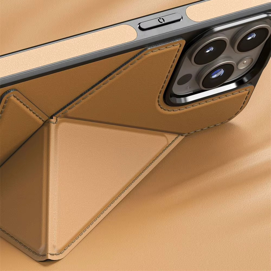 newteneight Faltbare Lederhülle mit Kartenhalter und Ständer für iPhone 17 Air 16 15 14 13 12 Pro Max Plus in Schwarz oder Braun - Bild 4