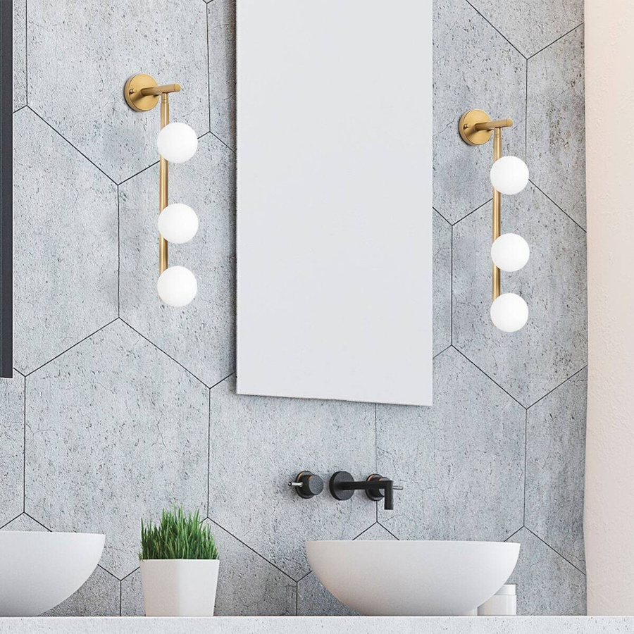 Opviq Wandleuchte in Gold aus Metall und Glas mit 3 G9 Brennstellen, B/H/T: 24 x 59 x 10 cm - Bild 3