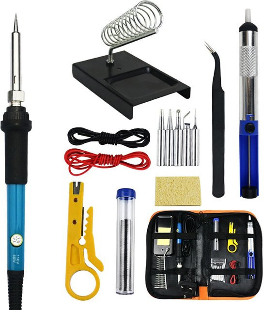 Kkmoon 15-teiliges Lötpistolen-Set mit 60W Handlötpistole, einstellbare Temperatur und Aufbewahrungstasche, Multicolor - Bild 1