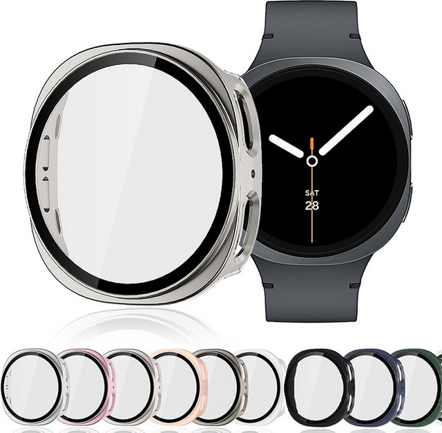 Samsung Uhrenzubehör, Schutzhülle mit gehärtetem Glas und PC-Abdeckung, Galaxy Watch 9 44 mm 40 mm, Schwarz - Bild 1
