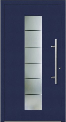 KNOCK Flügelüberdeckende Kunststoff-Haustür Terra in Stahlblau mit Glaseinsatz, modern, B: 110 cm, H: 210 cm, T: 6 cm - Bild 1