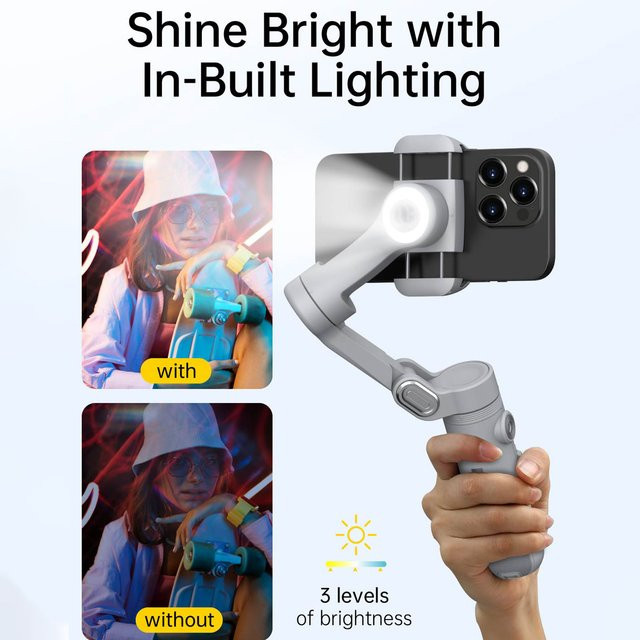 AOCHUAN Smart XPro 3-Achsen-Gimbal-Stabilisator für iPhone und Android in Grau - Bild 1