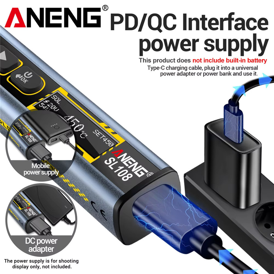 ANENG SL108 Digitales Elektrisches Lötkolben-Set 96W in Silber mit einstellbarer Temperatur 100-450°C - Bild 3