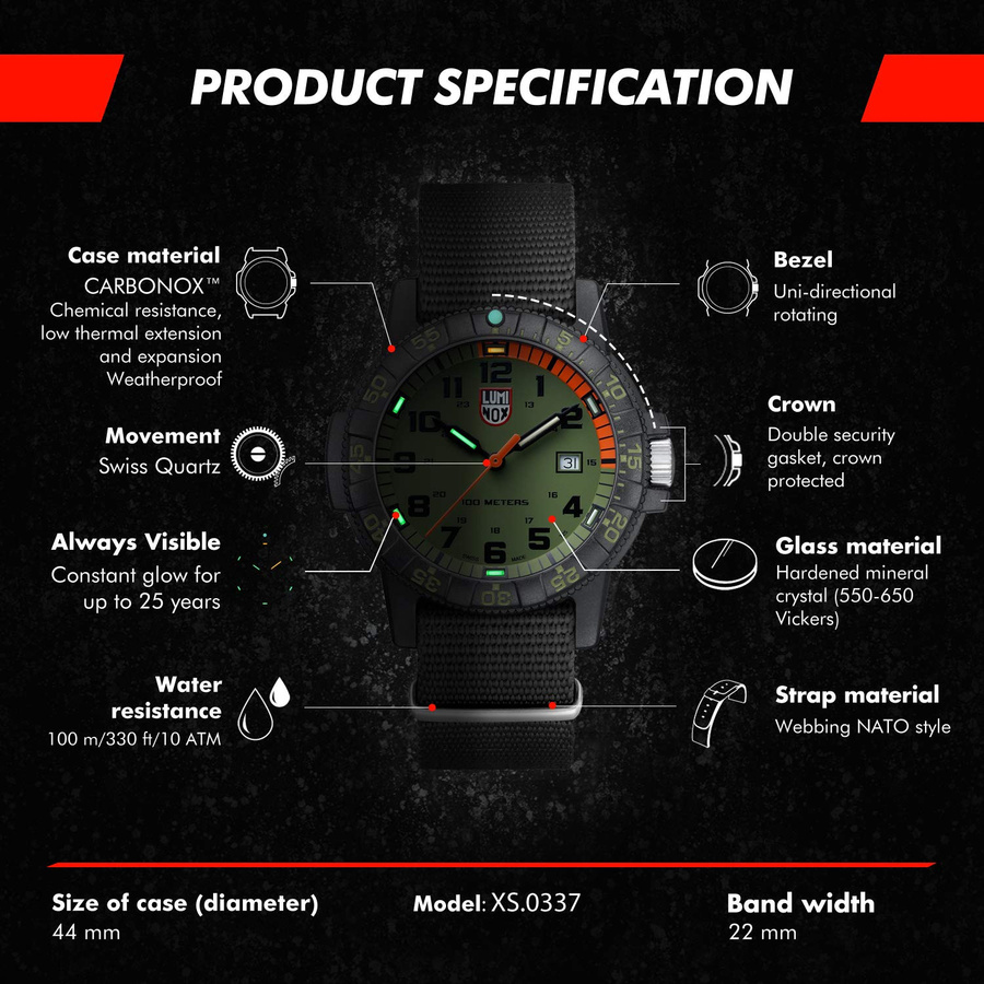 Luminox Armbanduhr, Quarz, Kunststoff, 44 mm, Grün, Herren - Bild 4