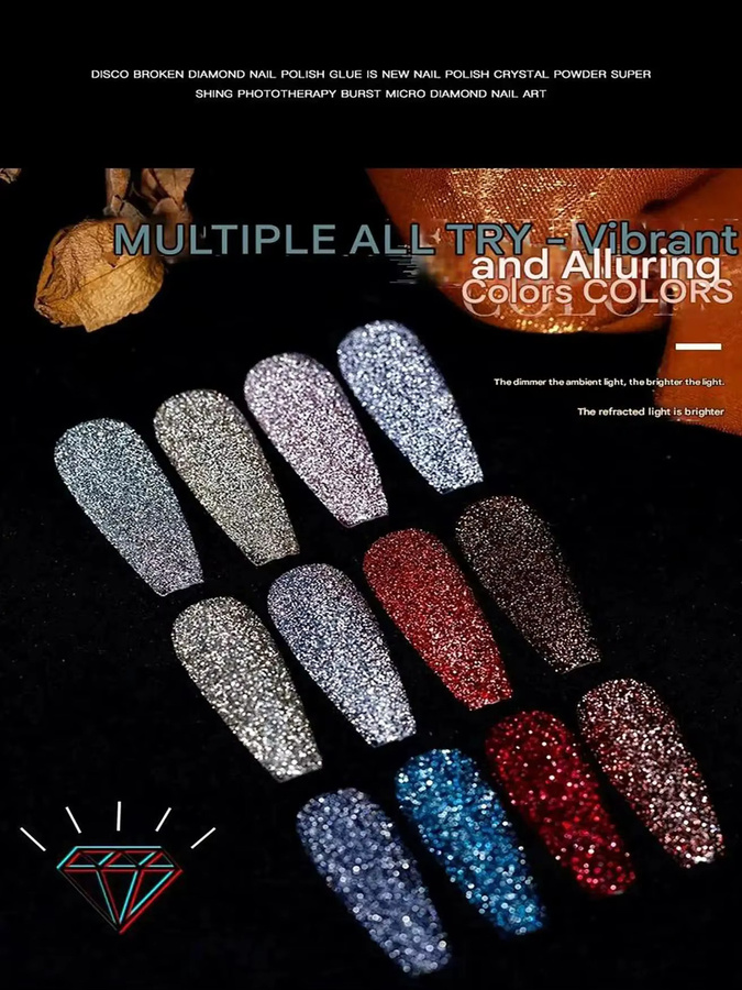MIANEL Gel Nagellack, Zerbrochener Diamant Glitzer, 10 ml, Damen - Bild 7